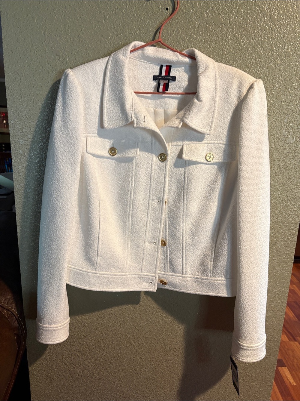 Tommy Hilfiger White Textured Button-Front Jean Jacket - New with tags